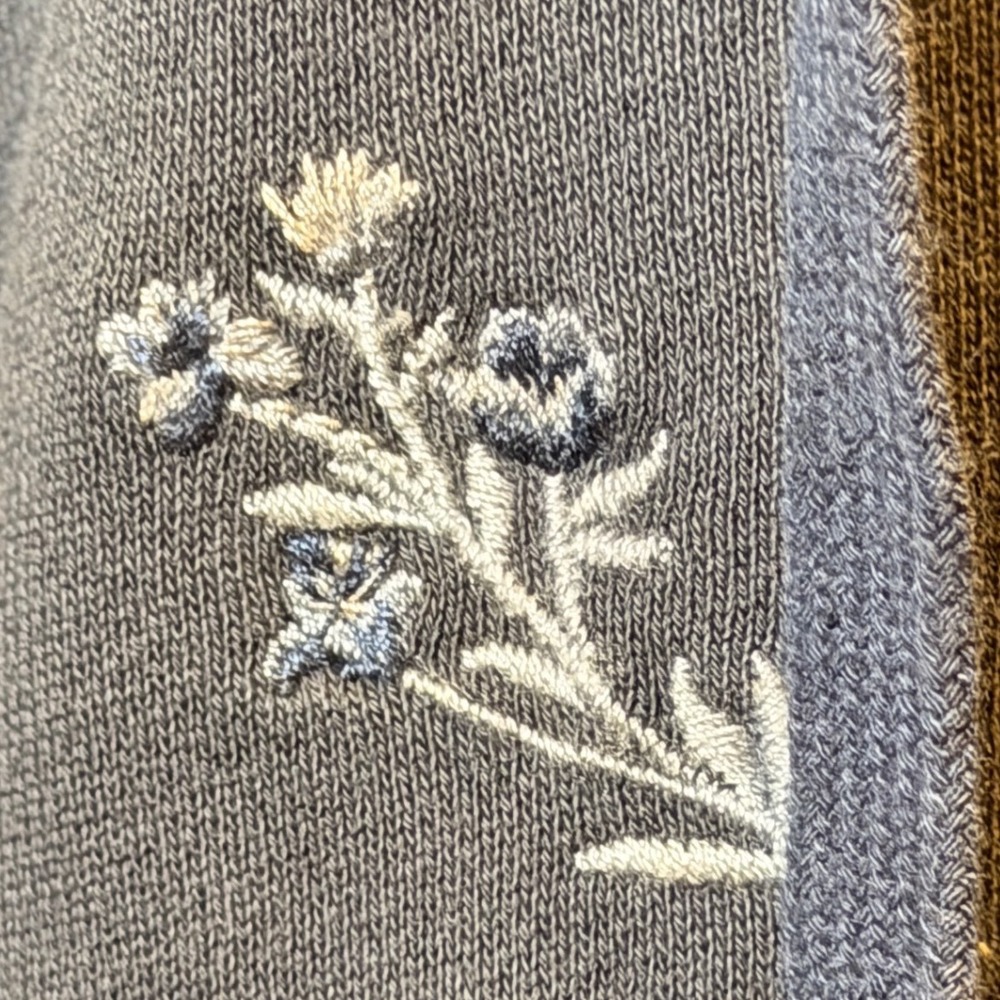 Driftwood Floral Embroidered Zip Hoodie Blue 100% Cotton Size L - Picture 5 of 15